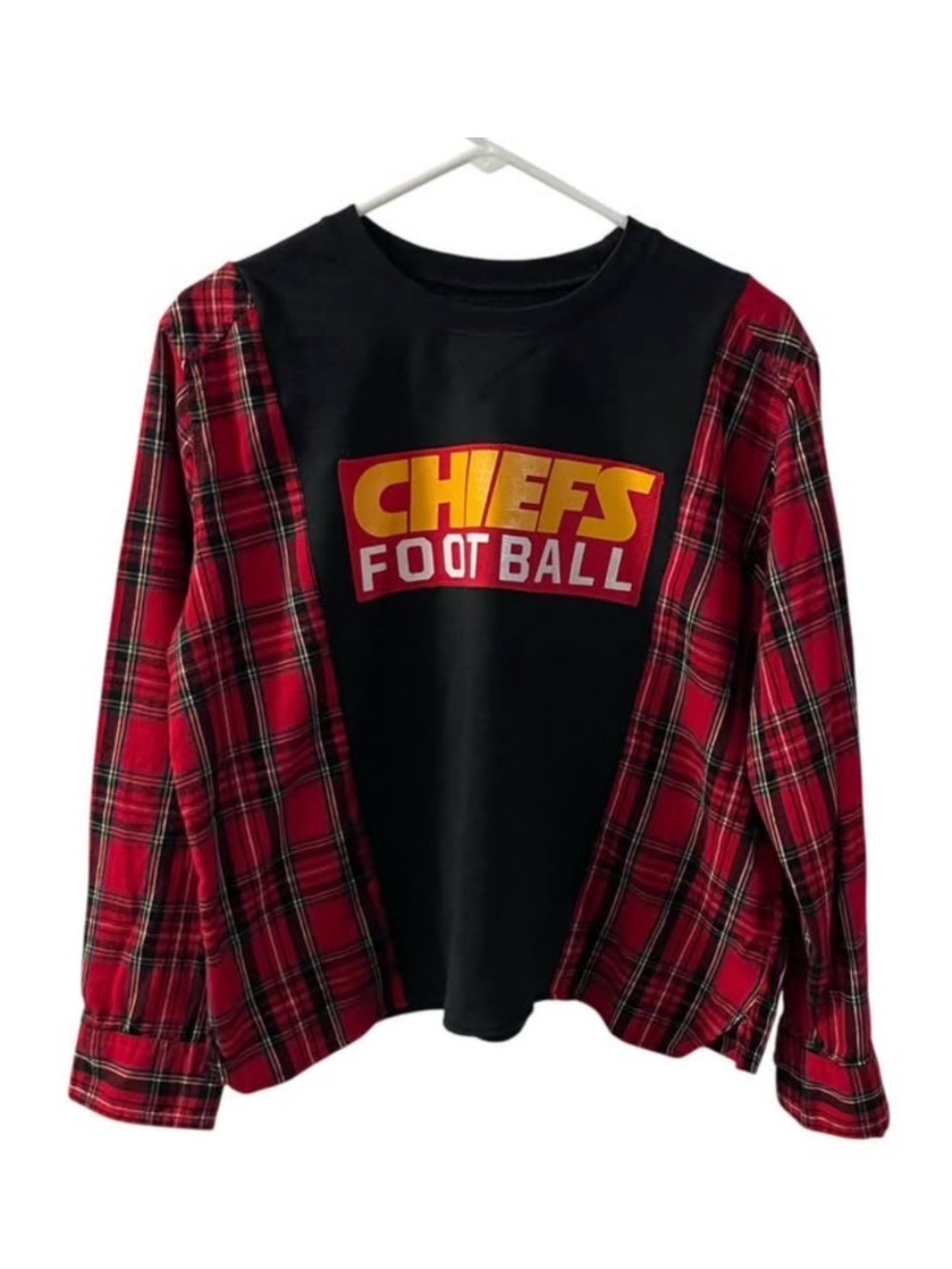 Unique Chiefs Flannel Sleeve Remade Shirt Size M ooak